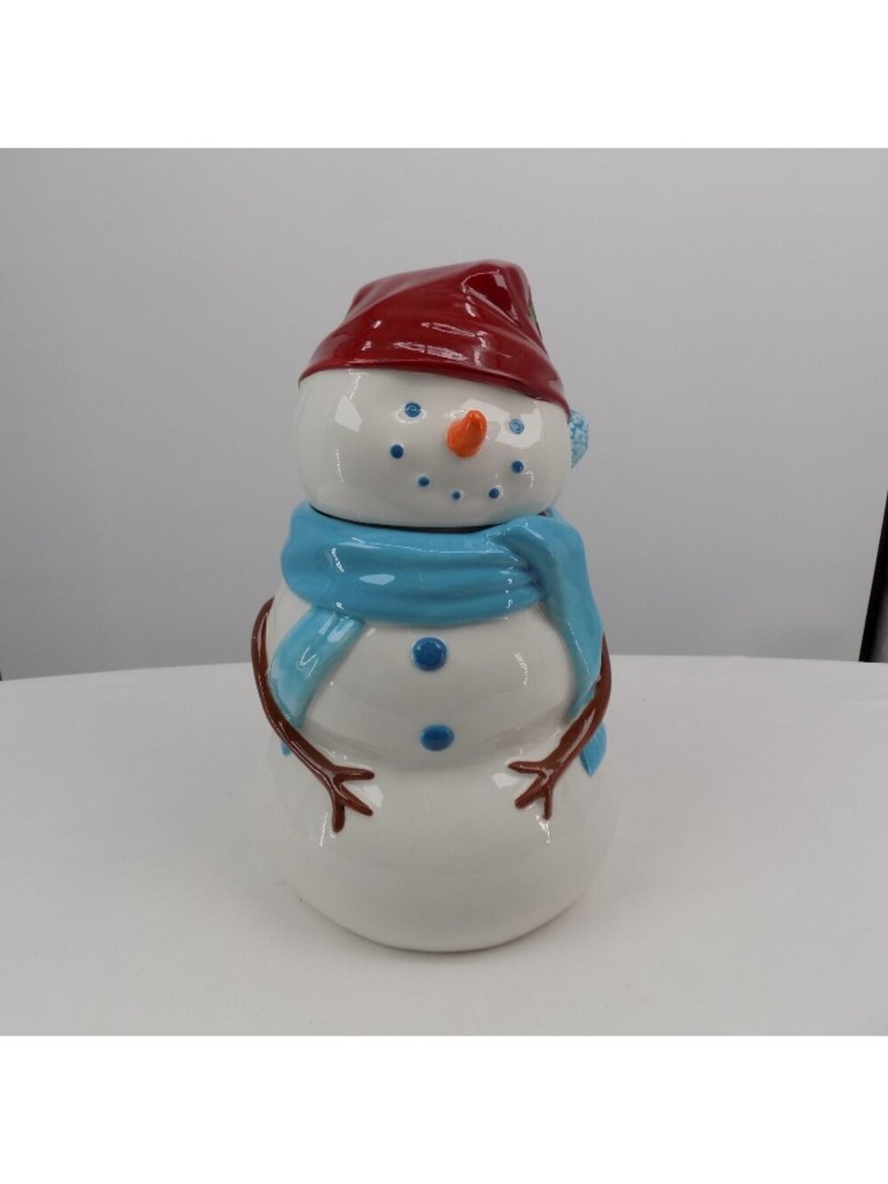 Starbucks Snowman Cookie Jar Canister Christmas Holiday Ceramic Winter 2006 FLAW